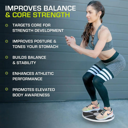 Wooden 360 Degree Rotating Balance Board, Non-Slip Wobble Trainer for Core Stability, Physical Therapy Rehabilitation & Indoor Outdoor Fitness Training
