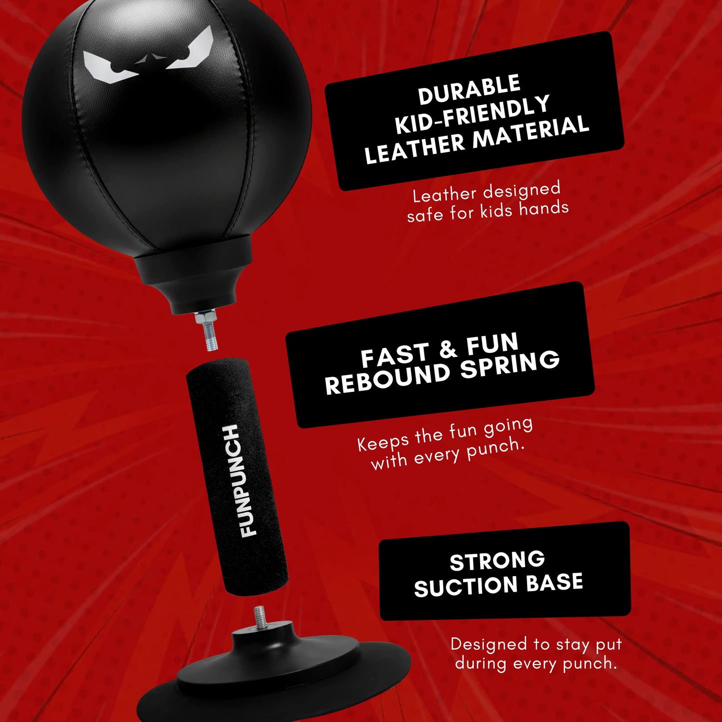 FUNPUNCH Pedestal Punching Bag with Stand - Polyurethane Boxing Equipment for Boxing Enthusiasts, Martial Arts Training, Stress Relief Tool (Includes Pump), Standing Punching Bag, Punch Workout Gear