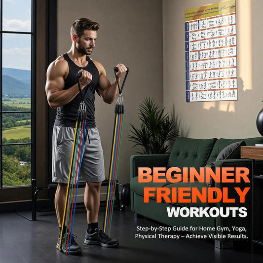 Resistance Bands with Handles - Portable Home Gym Gear, Fitness Equipment for Legs, Stretching and Full Body Strength Training Workouts, Arm Resistance Bands