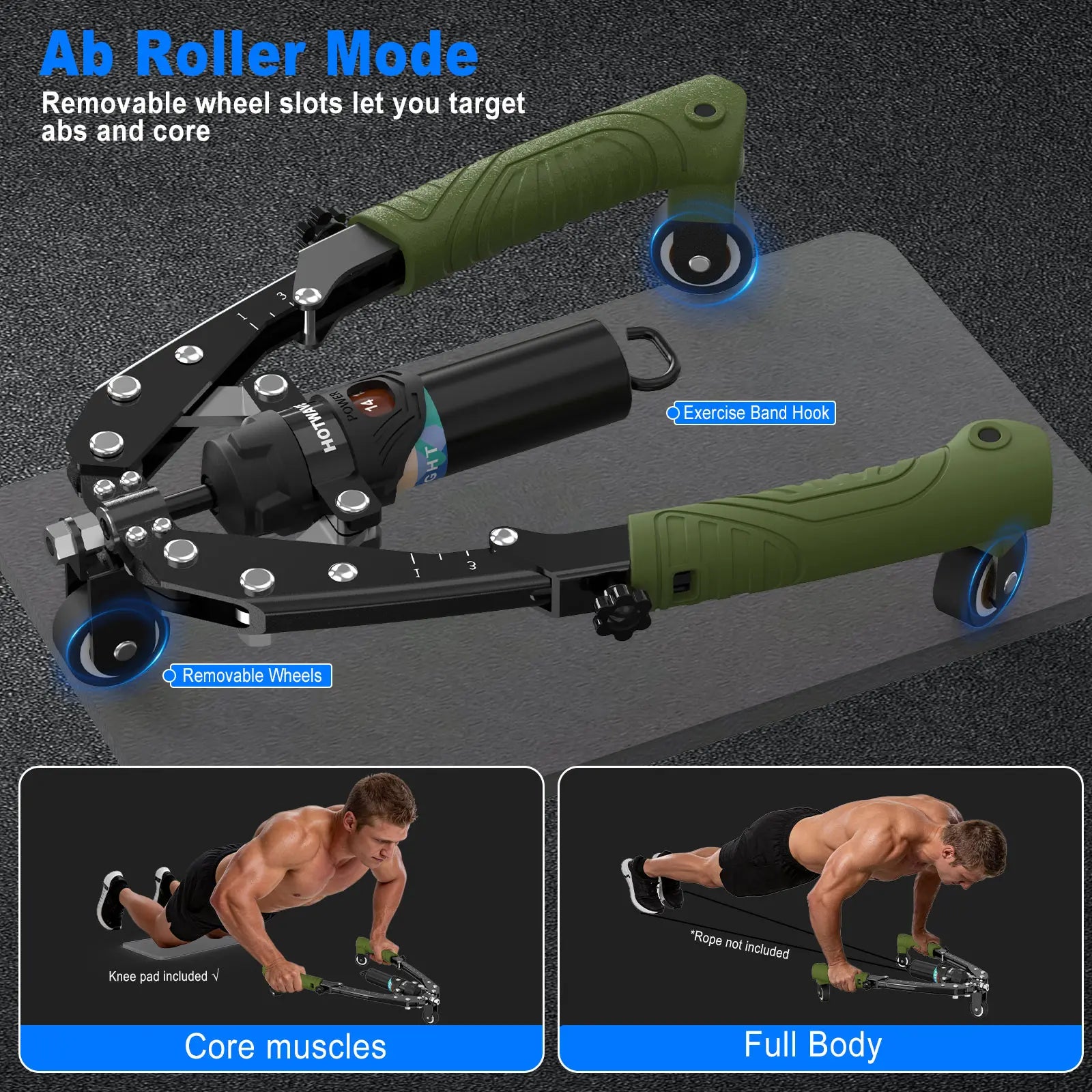 HOTWAVE Hydraulic Arm Trainer with Ab Roller Mode, Adjustable Manual Chest Expander with 15 Levels up to 440 LBS for Resistance Work & Core Exercises, Strength Training, Shoulders Exercises Backtoschool, 15 Resistance Levels, Adjustable Handle, Arms Exerc