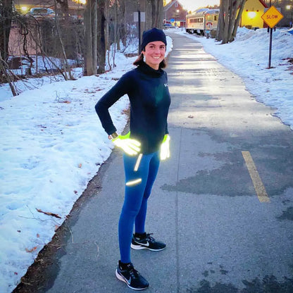 Reflective High Visibility Running Winter Gloves with Grip & Touchscreen