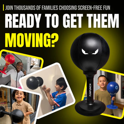 FUNPUNCH Pedestal Punching Bag with Stand - Polyurethane Boxing Equipment for Boxing Enthusiasts, Martial Arts Training, Stress Relief Tool (Includes Pump), Standing Punching Bag, Punch Workout Gear