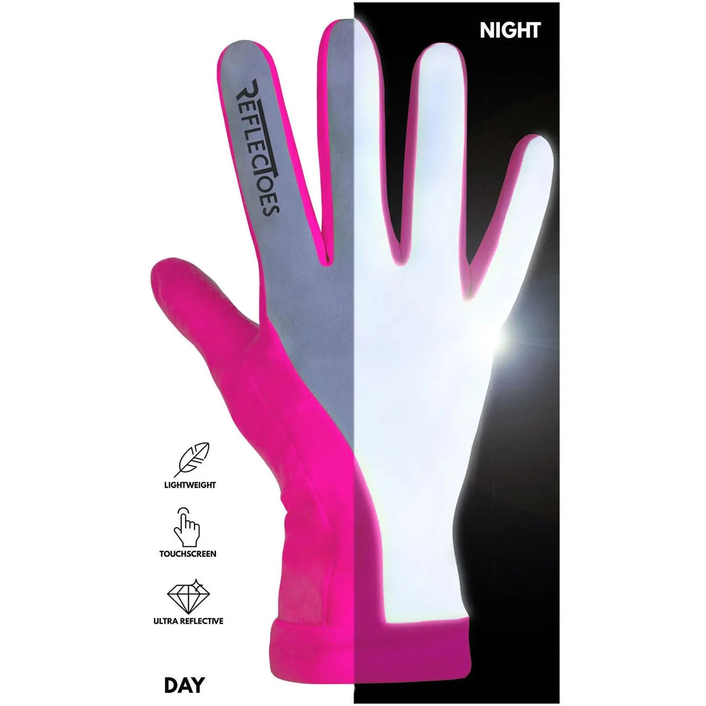Reflective High Visibility Running Winter Gloves with Grip & Touchscreen