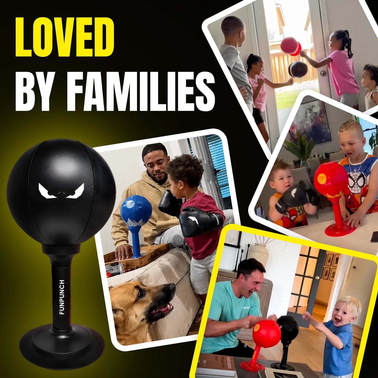 FUNPUNCH Pedestal Punching Bag with Stand - Polyurethane Boxing Equipment for Boxing Enthusiasts, Martial Arts Training, Stress Relief Tool (Includes Pump), Standing Punching Bag, Punch Workout Gear